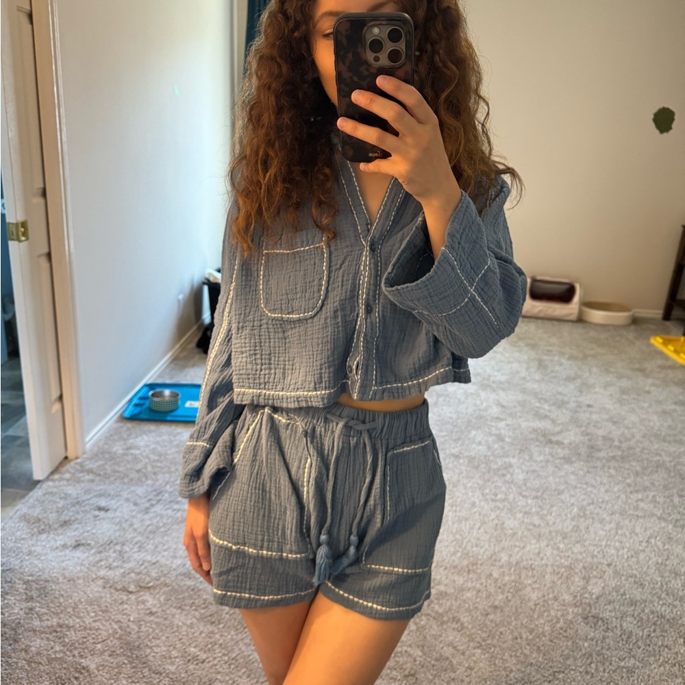 Blue Two-Piece Lounge Set